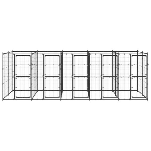 vidaXL Outdoor Dog Kennel Steel 12.1 m²