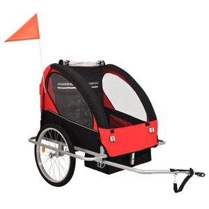 vidaXL 2-in-1 Bike Trailer & Stroller Black and Red