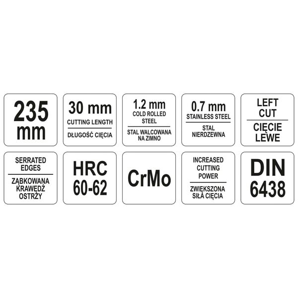 YATO Offset Tin Snips Left 235 mm Red