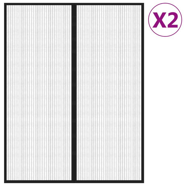 vidaXL Insect Door Curtains 2 pcs with Magnet Blocks Black 230x160 cm