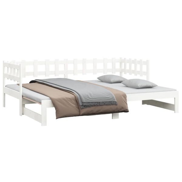 vidaXL Pull-out Day Bed without Mattress White 2x(80x200) cm