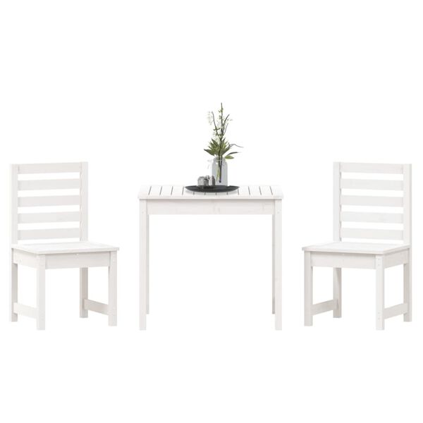 vidaXL 3 Piece Garden Bistro Set White Solid Wood Pine