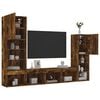 vidaXL 4 Piece TV Wall Units with LED Smoked Oak Engineered Wood
