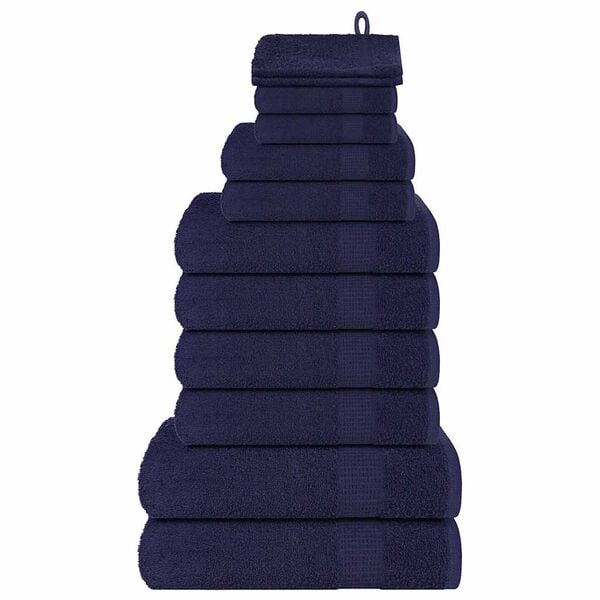 vidaXL 12 Piece Towel Set "FROGN" Navy Blue 100% Cotton
