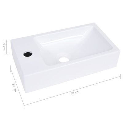 vidaXL Wash Basin 400x220x90 mm SMC White
