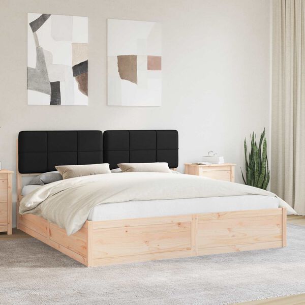 vidaXL Bed Frame with Upholstered Headboard Black 200 x 200 cm