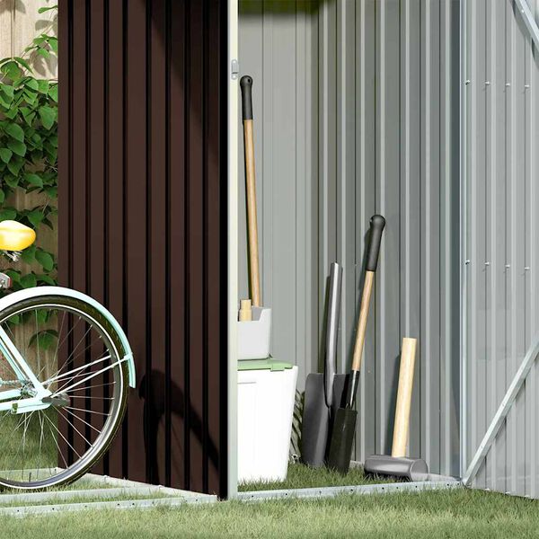 vidaXL Garden Firewood Shed Brown 245x98x159 cm Galvanised Steel