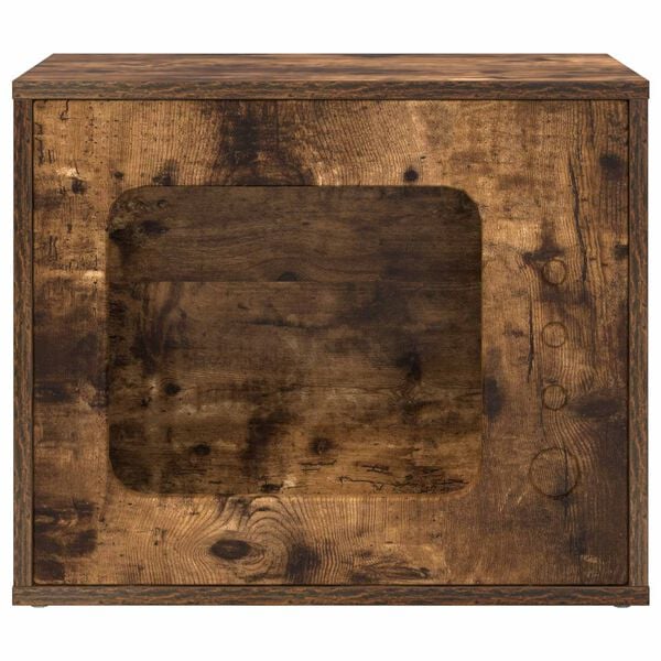 vidaXL Cat House Smoked Oak 51 x 30 x 42 cm Engineered Wood