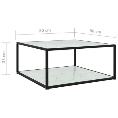 vidaXL Coffee Table White 80x80x35 cm Tempered Glass