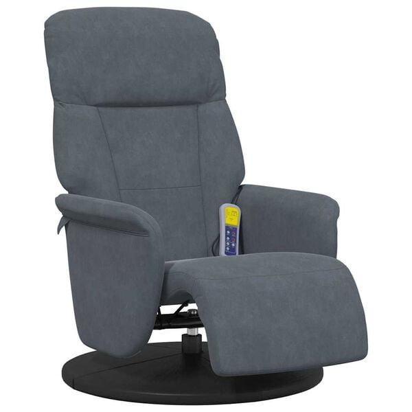 vidaXL Massage Recliner Chair Dark Grey 91 x 71 x 105.5 cm Velvet