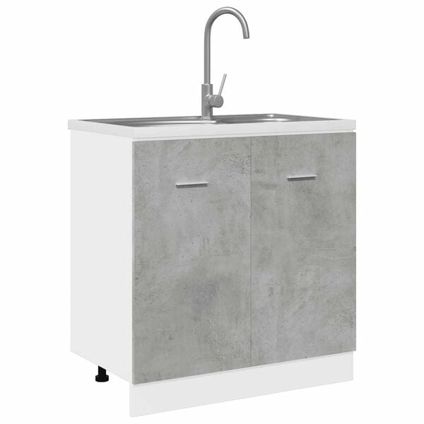vidaXL Sink Bottom Cabinet Lyon Concrete Grey 80x46x81.5 cm Engineered Wood