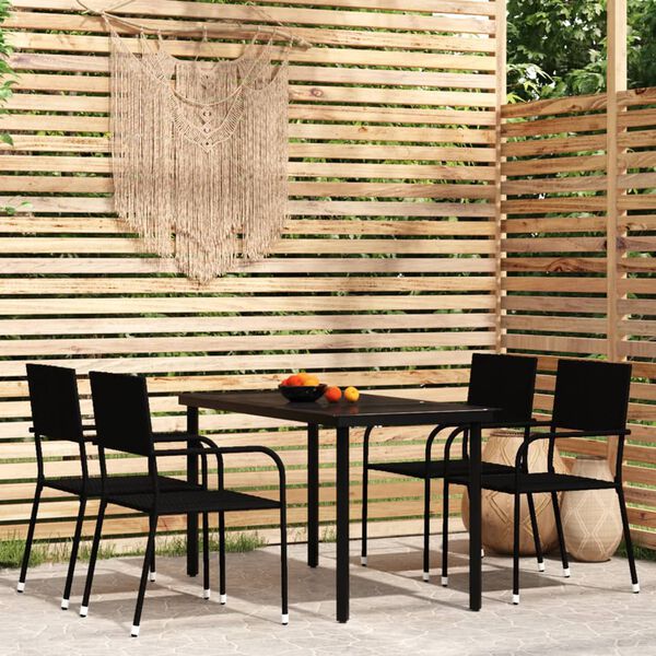 vidaXL 5 Piece Garden Dining Set Black