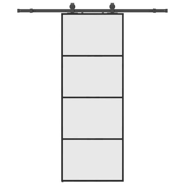 vidaXL Sliding Door with Hardware Set Black 76x205 cm ESG Glass