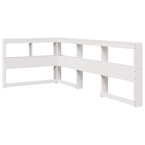 vidaXL Bookcase Headboard L-Shaped White 75 cm Solid Wood Pine