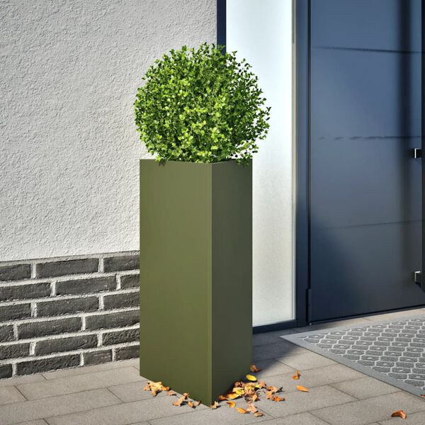 vidaXL Garden Planter Olive Green Triangular 40x34.5x70 cm Steel