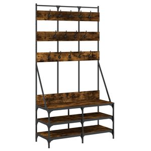 vidaXL Clothes Rack with Shoe Storage Smoked Oak 100x40x184 cm