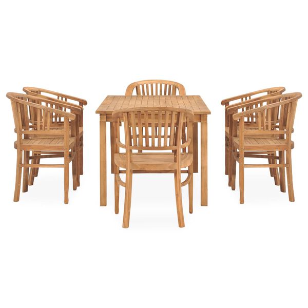 vidaXL 7 Piece Garden Dining Set Solid Teak Wood