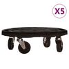 vidaXL Plant Trolleys with Wheels 5 pcs Diameter 40 cm Black 275 kg