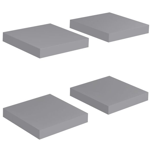 vidaXL Floating Wall Shelves 4 pcs Grey 23x23.5x3.8 cm MDF