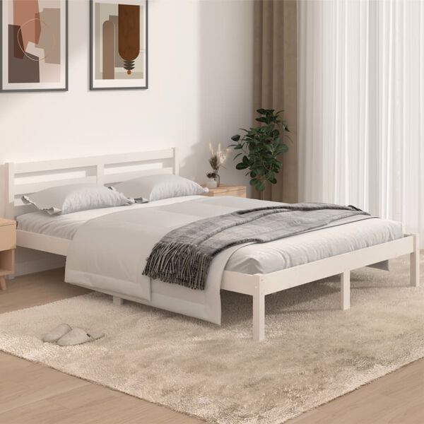 vidaXL Bed Frame without Mattress Solid Wood Pine 140x190cm White