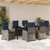 vidaXL Garden Dining Set with Cushion 7 pcs Grey Poly Rattan