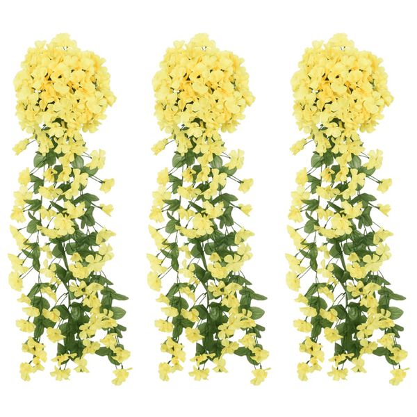 vidaXL Christmas Flower Garlands 3 pcs Yellow 85 cm