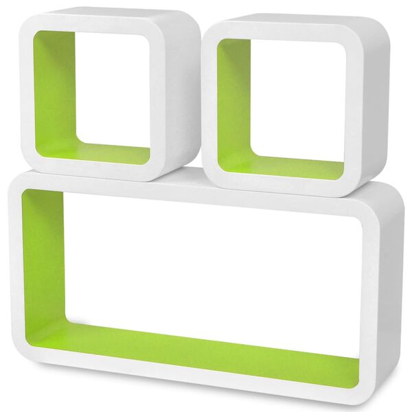 vidaXL Wall Cube Shelves 6 pcs White and Green