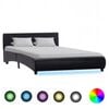 vidaXL Bed Frame with LED without Mattress Black 140x200 cm