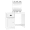 vidaXL Dressing Table with LED High Gloss White 90x50x132.5 cm Engineered Wood