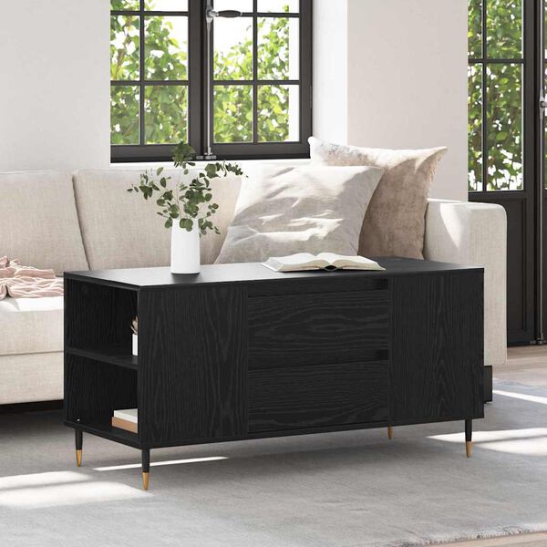 vidaXL Coffee Table Black Oak 102 x 44.5 x 50 cm Engineered Wood