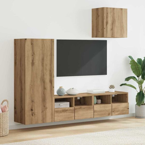 vidaXL TV Wall Units 4 pcs Artisan Oak Engineered Wood