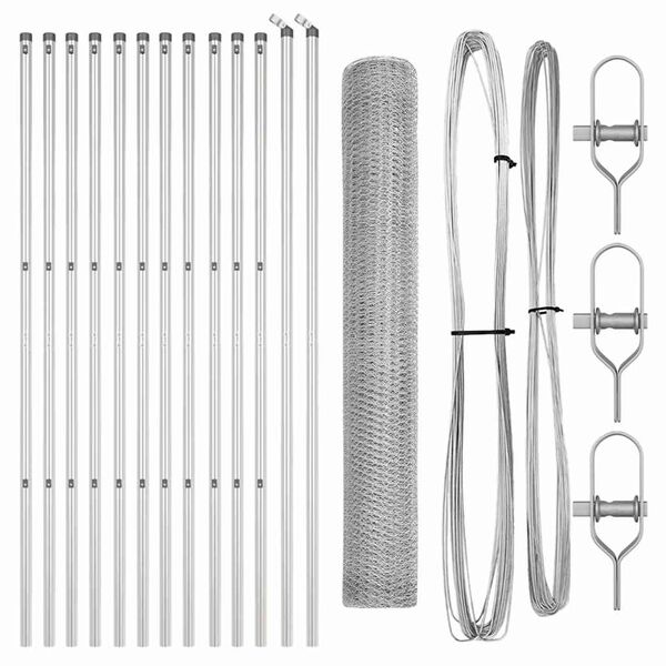 vidaXL Fence Post Silver 25 x 1 m (25 mm mesh) Steel