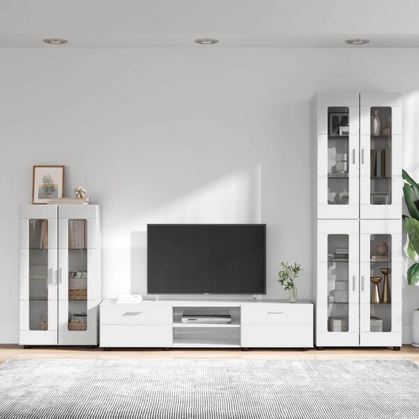 vidaXL TV Cabinet Set FLORIN High Gloss White Engineered Wood
