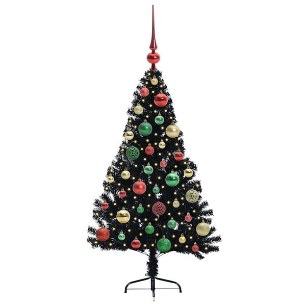vidaXL Artificial Pre-lit Christmas Tree Black 120 cm PVC