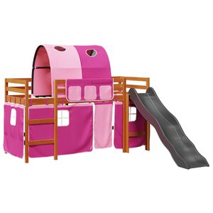 vidaXL Kids' Loft Bed with Tunnel Pink 80x200 cm Solid Wood Pine
