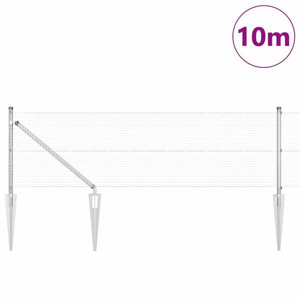 vidaXL Fence Post Silver 10 x 0.4 m (19 x 19 mm mesh) Steel