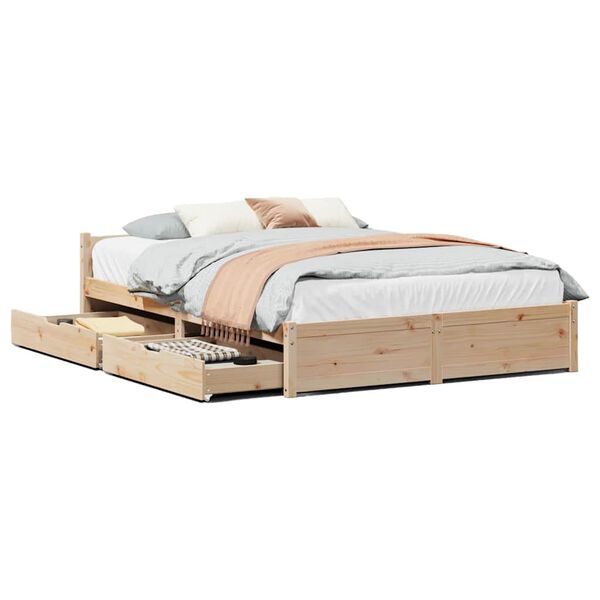 vidaXL Bed Frame without Mattress 150x200 cm King Size Solid Wood Pine