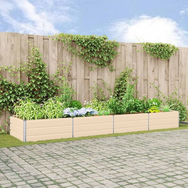 vidaXL Planter Ivory 385 x 100 x 45 cm Galvanised Steel