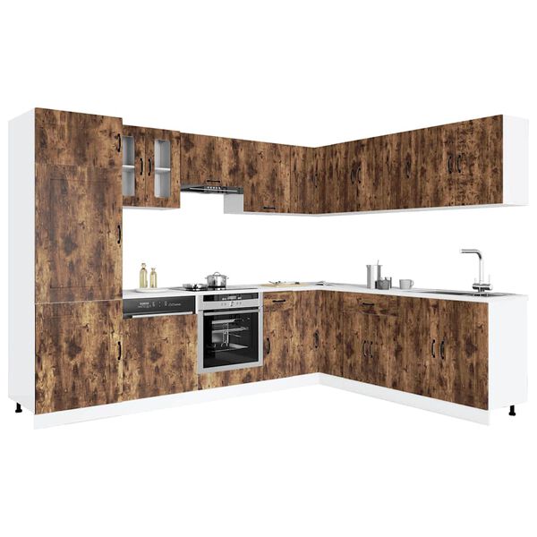 vidaXL 14 Piece Kitchen Cabinet Set Kalmar Smoked Oak Engineered Wood
