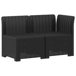 vidaXL 2-Seater Garden Sofa Rattan Look PP Anthracite