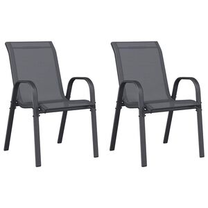 vidaXL Stackable Garden Chairs 2 pcs Grey Textilene Fabric