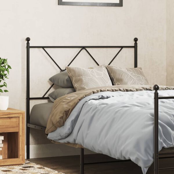 vidaXL Metal Headboard Black 90cm