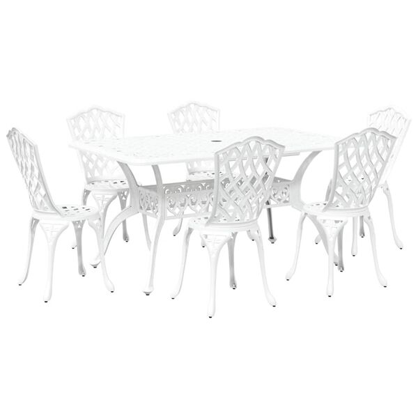 vidaXL Garden Dining Set 7 pcs White Aluminium