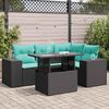 vidaXL 5 Piece Garden Sofa Set with Cushions Black Poly Rattan Acacia