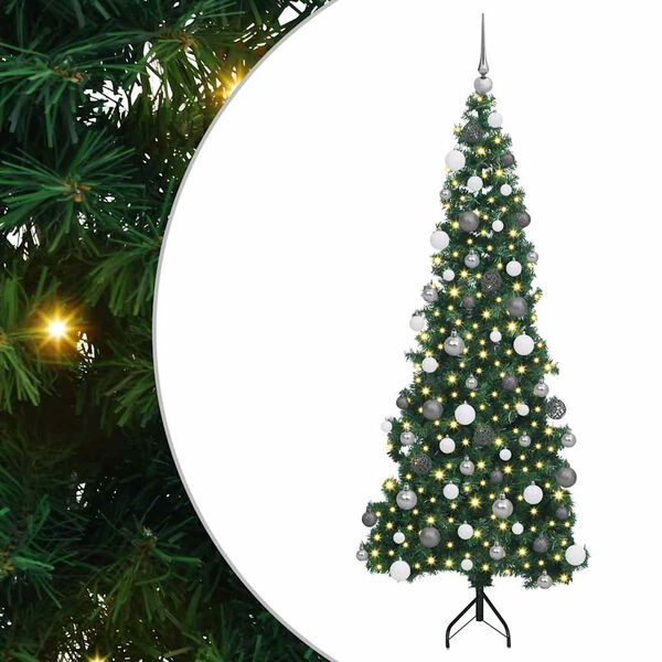 vidaXL Corner Artificial Christmas Tree Green 180 cm PVC and Metal