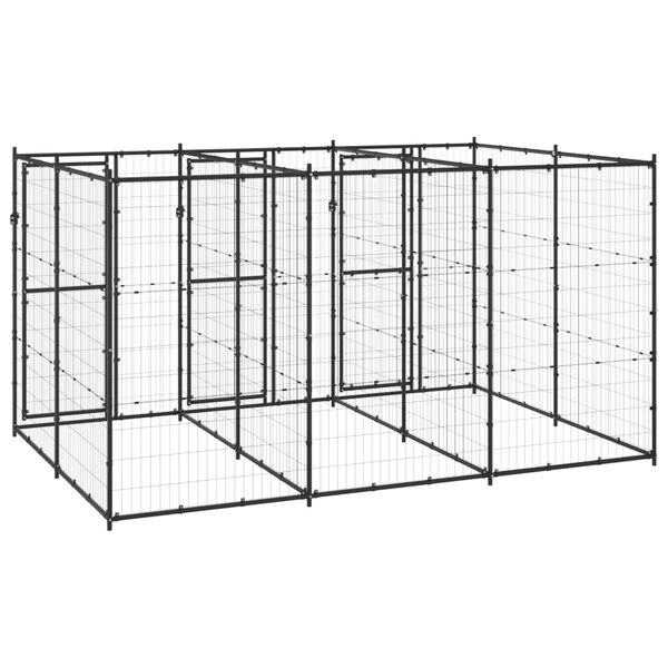 vidaXL Outdoor Dog Kennel Steel 7.26 m&sup2;