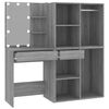 vidaXL LED Dressing Table with Cabinets Grey Sonoma Engineered Wood