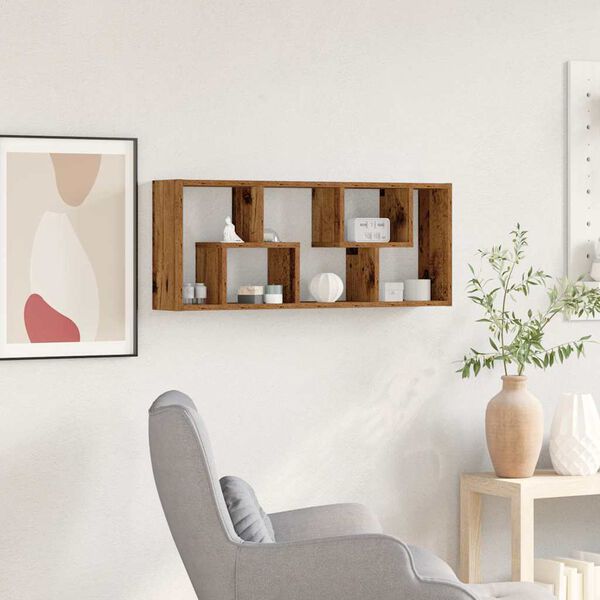 vidaXL Wall Shelf Old Wood 36x16x90 cm Engineered Wood