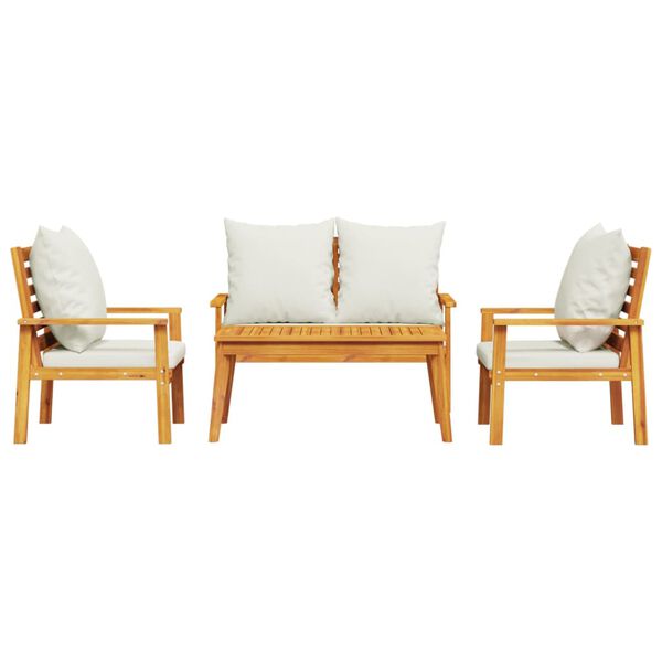 vidaXL 4 Piece Garden Lounge Set with Cushions Solid Wood Acacia