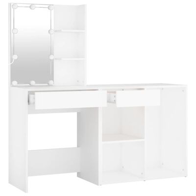 vidaXL LED Dressing Table with Cabinet White Engineered Wood